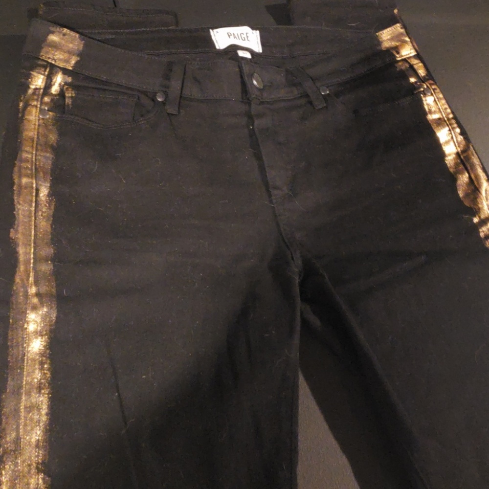 PAIGE Verdugo Ultra Skinny Jeans w/Gold Stripe
